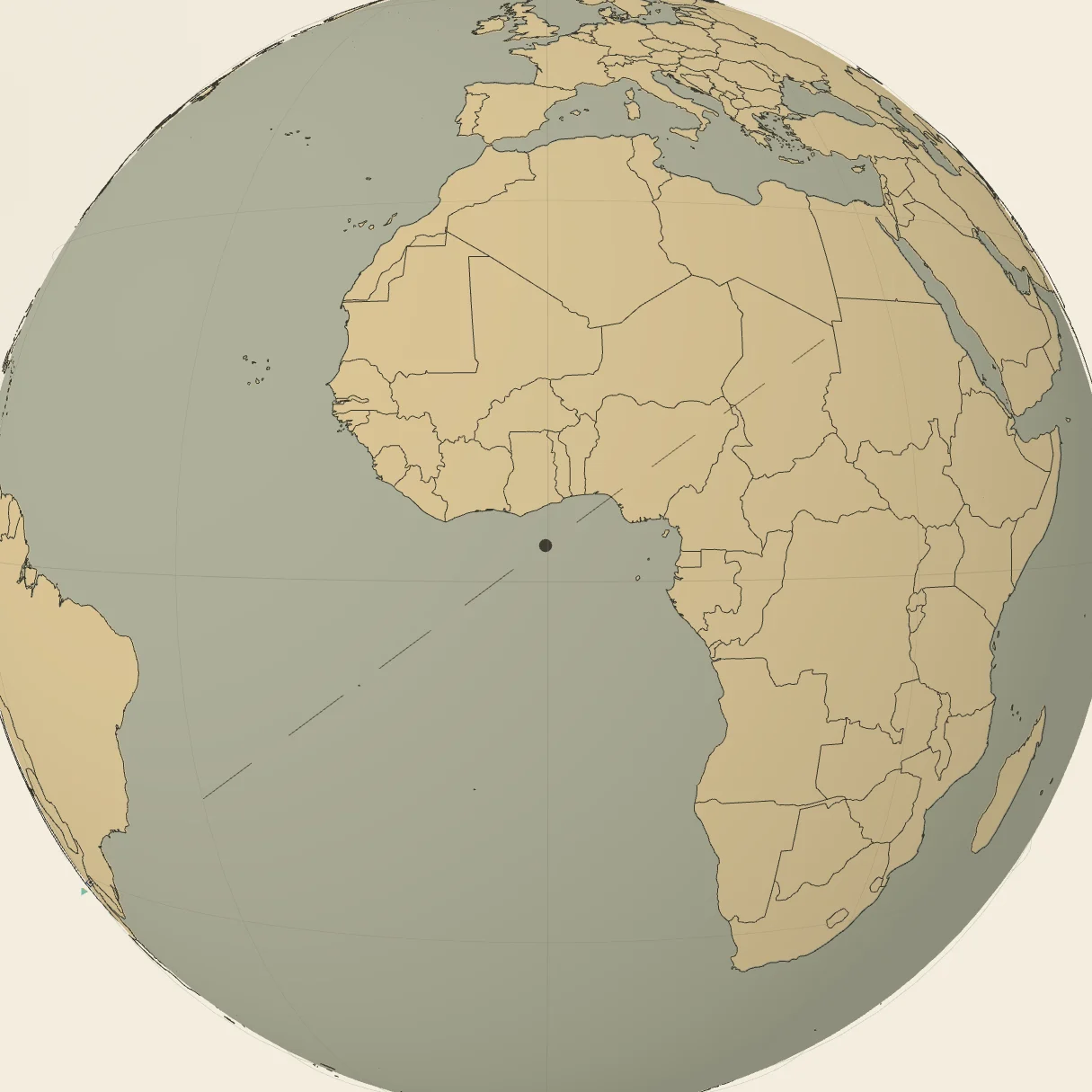 A close crop of the parchment-styled Mundus globe.